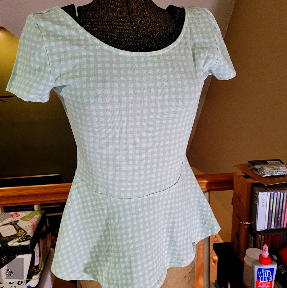 Mint Gingham Peplum Tee